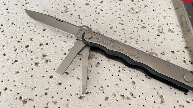 Leatherman KICK Stainless Steel Silver &Grey Multi Tool Pliers,Knife,Opener Bott