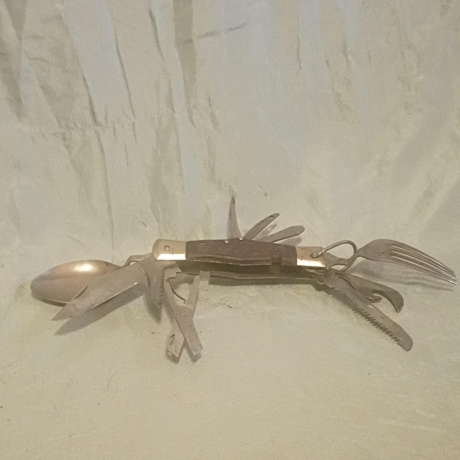 Stainless Steel Multi-Tool 10 Tools Knife Spoon Fork Bottle Opener Can Opener