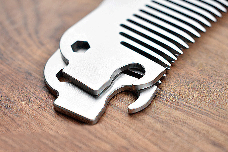 EDC 304 Stainless Steel Multi Tool Comb Bottle Opener Wrench Pocket Massage Comb