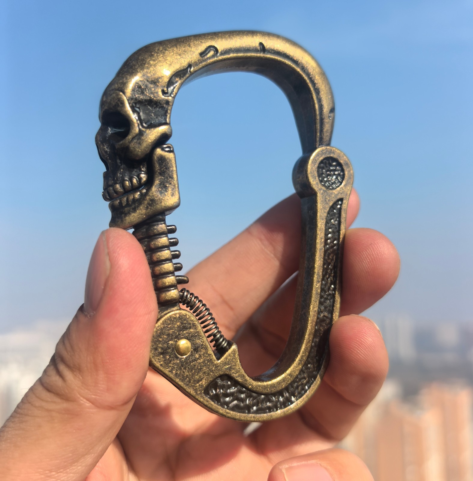 3D Skull Titanium Keyring Multifunctional EDC Tool Carabiner Hook