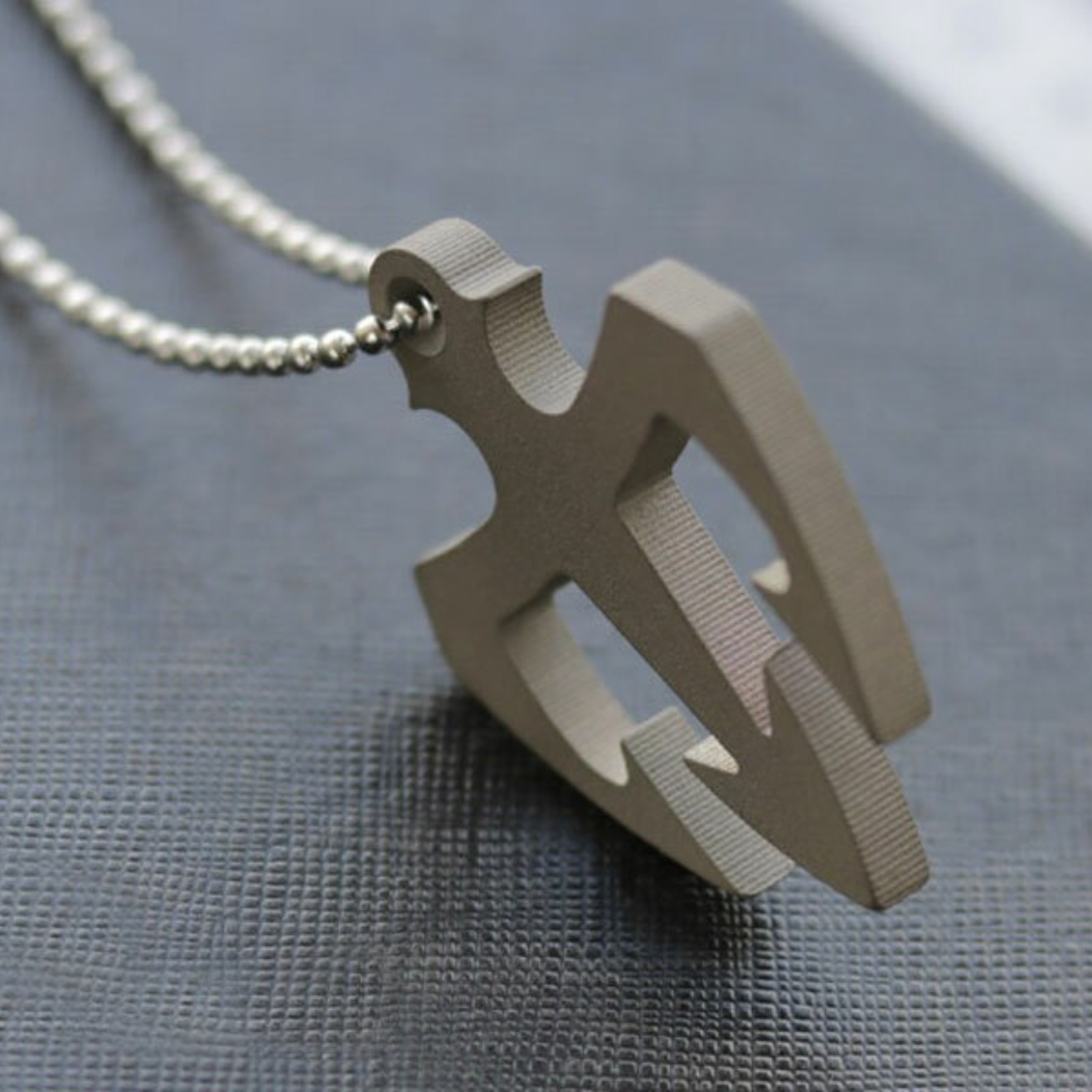 TC4 Titanium Alloy Trident Necklace Keychain Pendant Lanyard Bead DIY EDC Tools