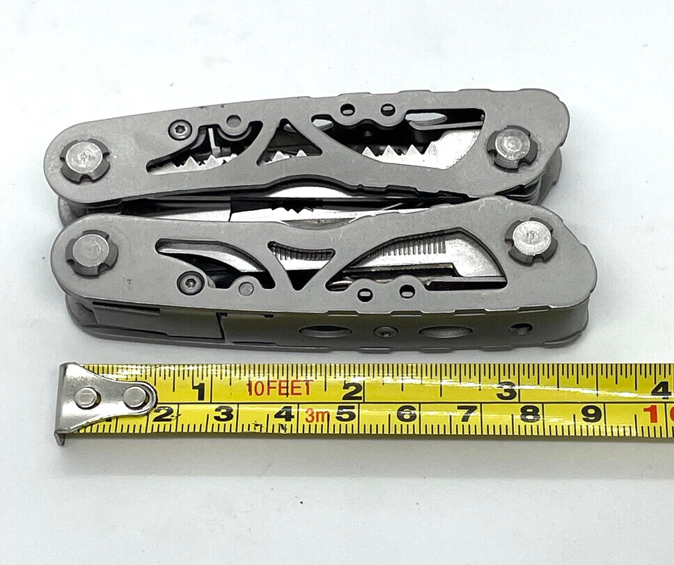 Husky 11 in 1 Silver Multi-Tool Stainless Steel Knife Pliers Drivers EDC