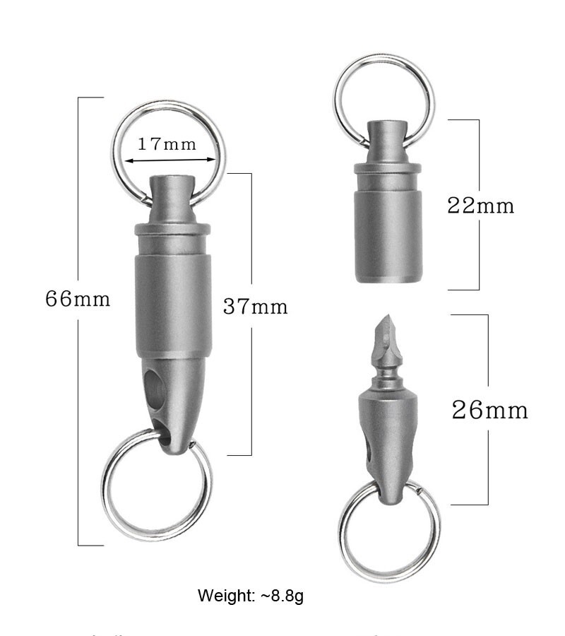 Hot Titanium Insert Buckle Gimbal Ring Portable Double Keychain Tool Pendant EDC