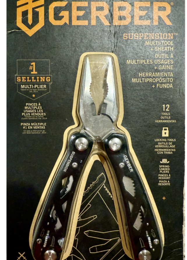 Gerber Gear 12-in-1 Suspension Multi-Tool + Sheath-Black Stainless Steel