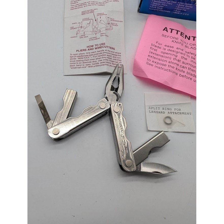 Leatherman Mini-Tool Vintage 90s Stainless Steel Pocket Knife Multi NOS NEW