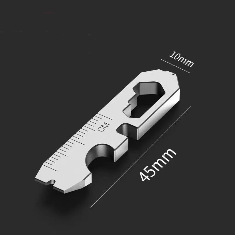 Outdoor Titanium Keychain Pry Bar Crowbar Opener Ruler Wrench Multi Tools EDC