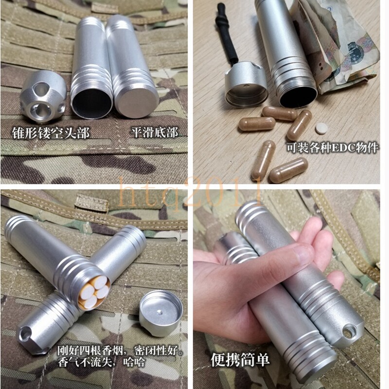 EDC Outdoor Aluminum Alloy Waterproof Capsule Warehouse Seal Pill Box Case