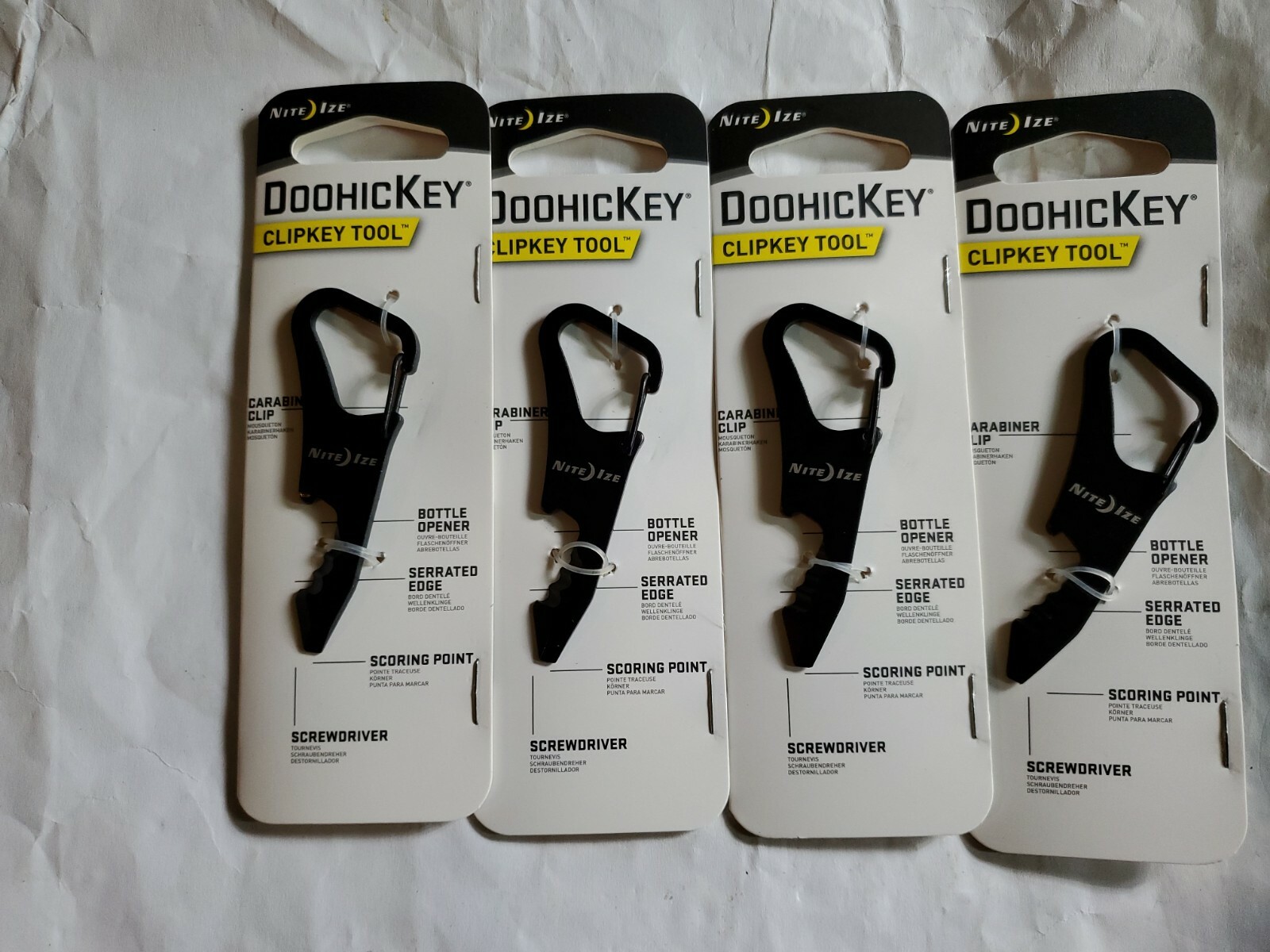 New 4 Pack Nite Ize DoohicKey Clipkey Black Durable Stainless Steel Tool Travel