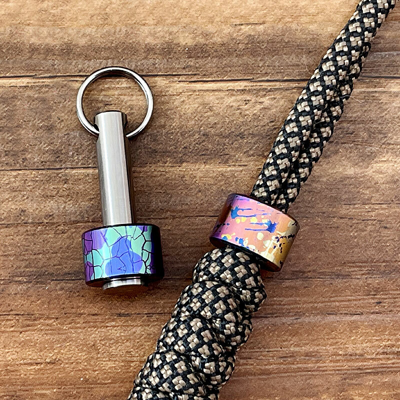 Titanium Colorful Cylinder Pendant Lanyard Bead EDC Paracord Beads Zipper Head