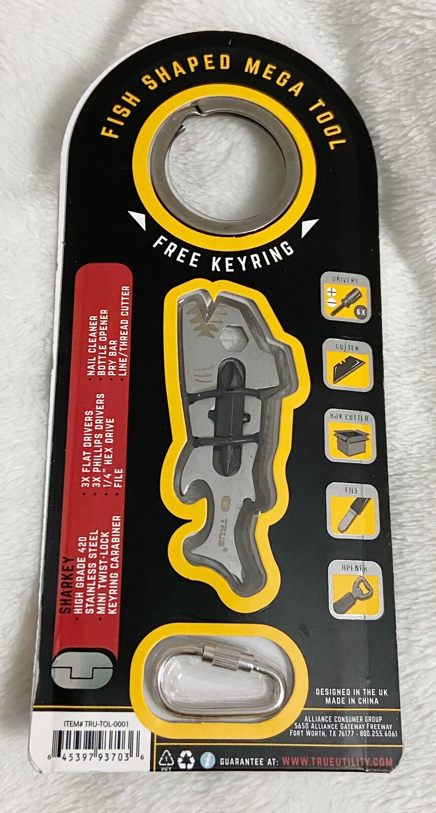 True Utility, Sharkey the Fish Shaped Mega Tool, 12 Tools in 1, Stainless Steel