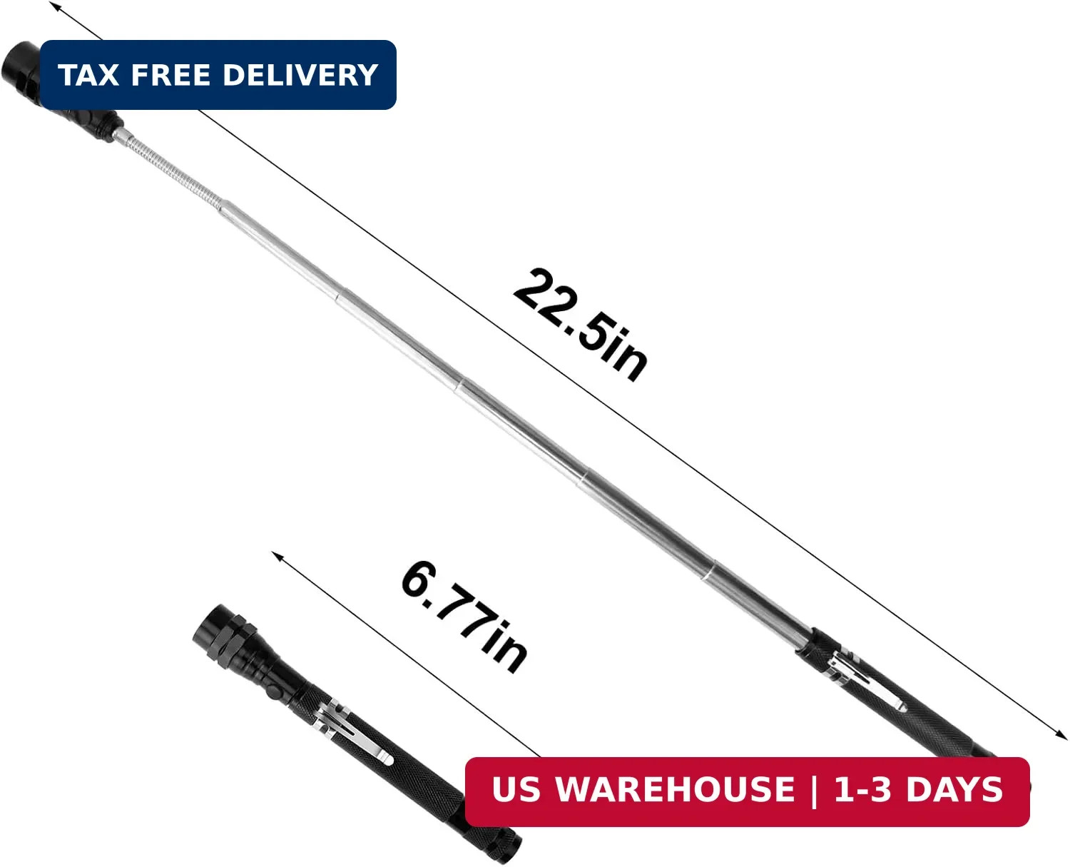 Magnetic Flashlight Fathers Day Dad Gifts for Men: Extendable Magnet Pickup Tool