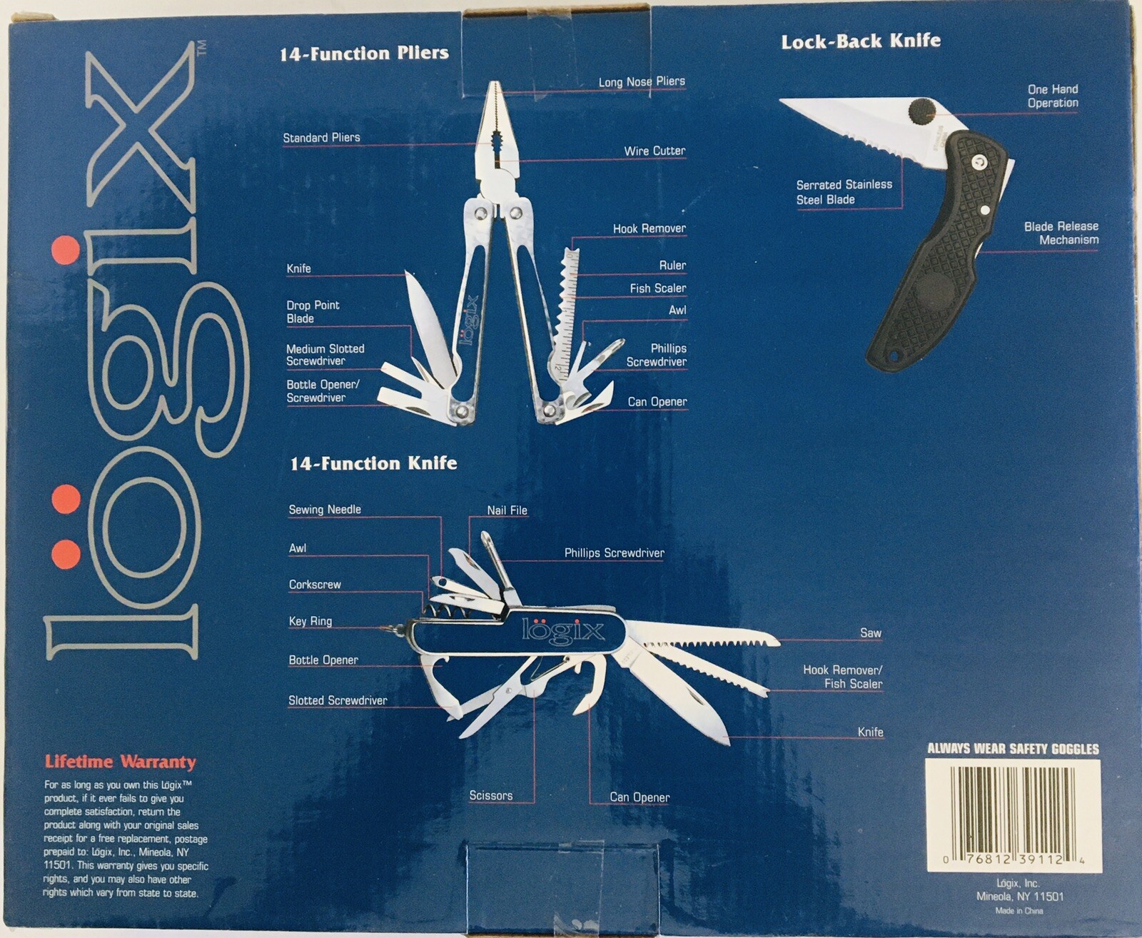 Logix 3 Piece Multi Tool Set 39112 Stainless Steel 14 Function Knife & Pilers