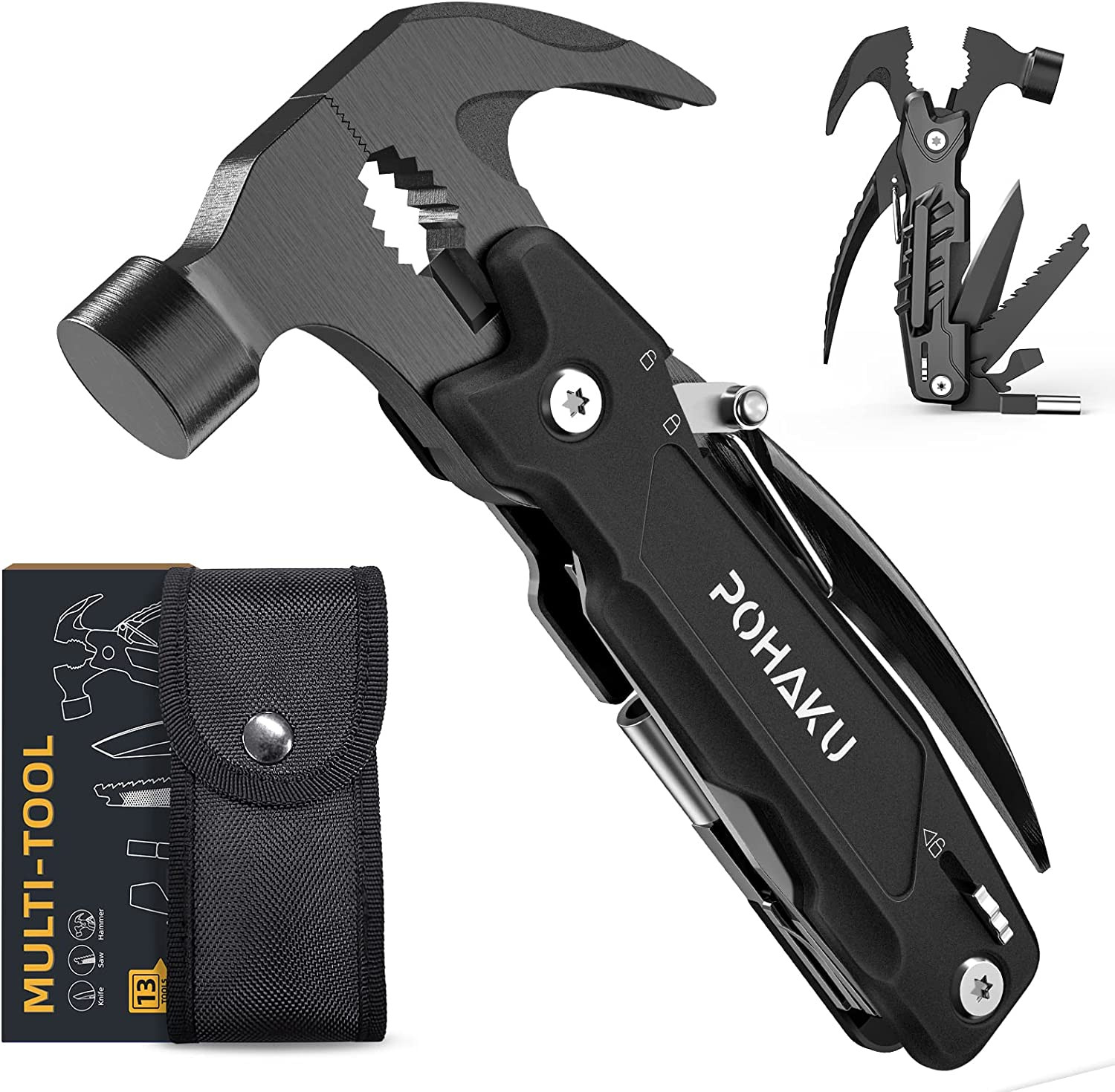 14-In-1 Multitool Hammer, Multitool with DIY Stickers, Safety Lock, Screwdriver