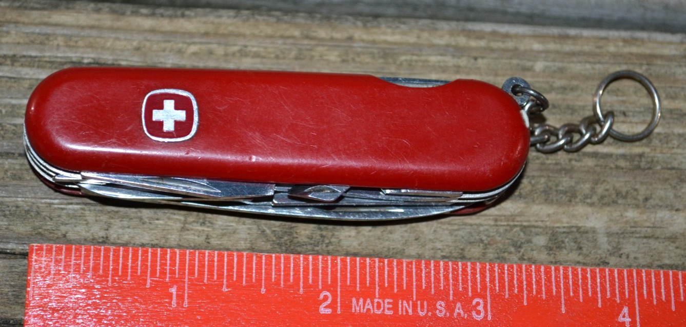 OEM Wenger Delemont Master Fisherman Swiss Army 85mm Red Multi-Tool Knife–Good