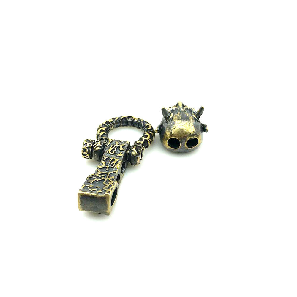 1PC Adjustable Paracord Lanyard Beads Pendant Brass Skull Knife Beads Charms DIY