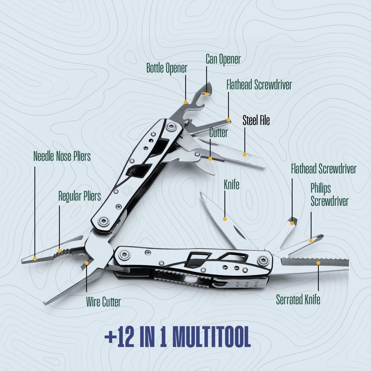 Multitool Plier – 12 In 1 Multi Tool Multi-color Stainless Steel