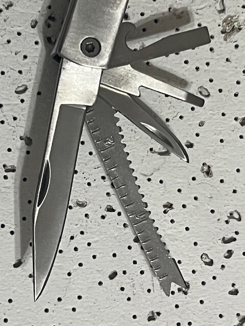 NRA Multi-Tool 4.5” Pliers ,Knives , Can Opener , Ruler and Saw Wood Handle—