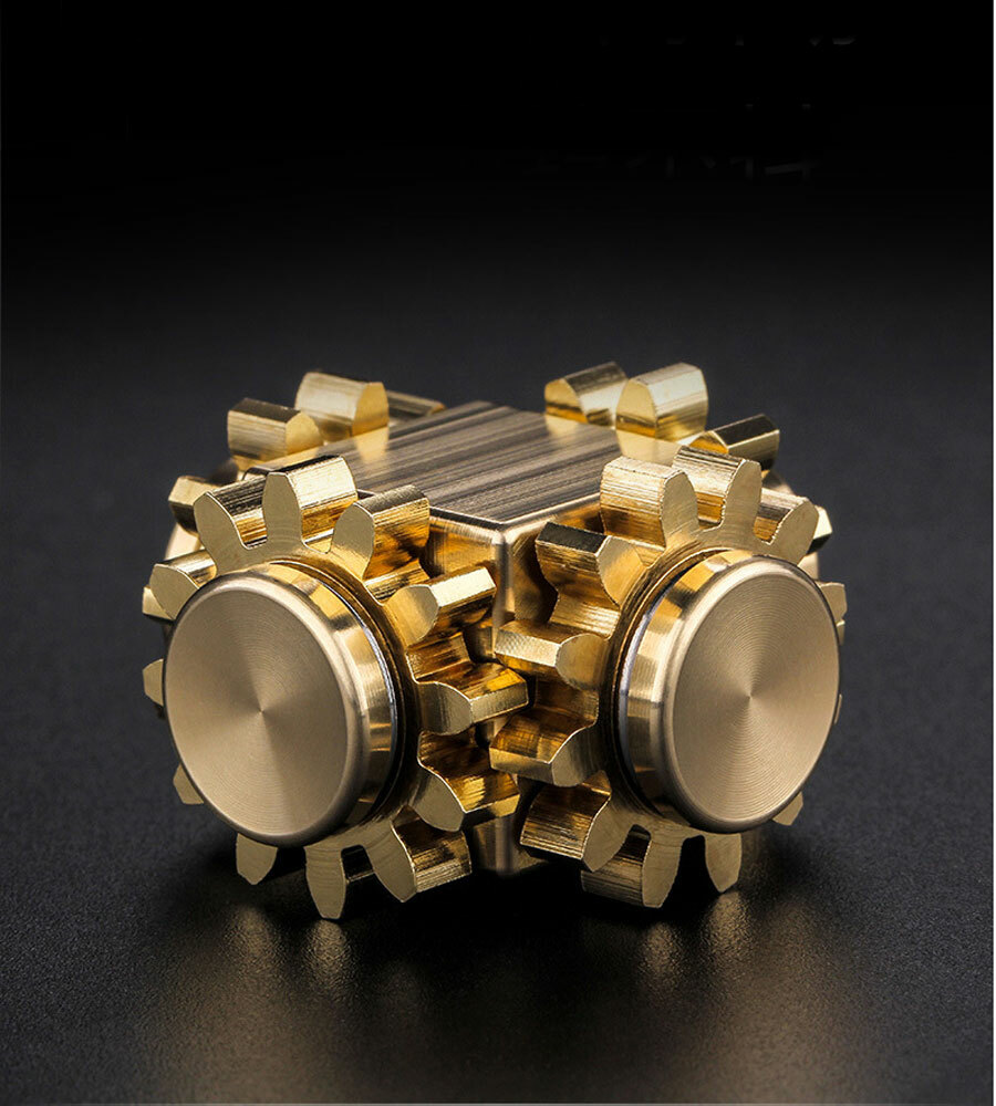 EDC Gear Linkage Brass Gyroscope Fingertips Spinning Top Gearwheel Gyro Toy Tool