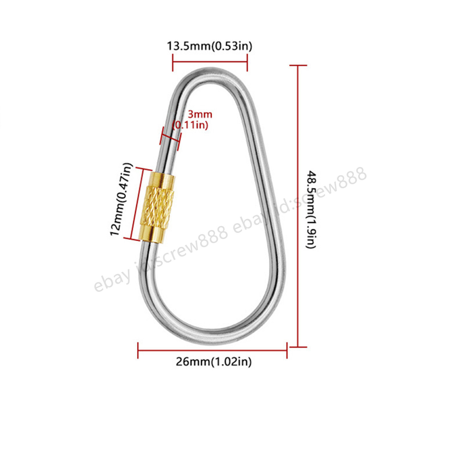3pcs Titanium Alloy + Brass Key chain D-Ring Carabiner Clip Hook Snap Link EDC