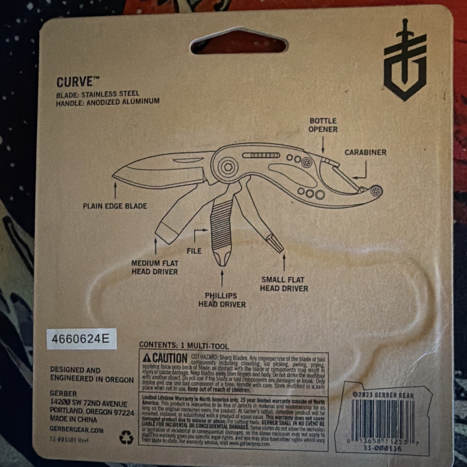 Gerber Curve Multi-Tool New Blue Clip N Go 6 In 1 Tool