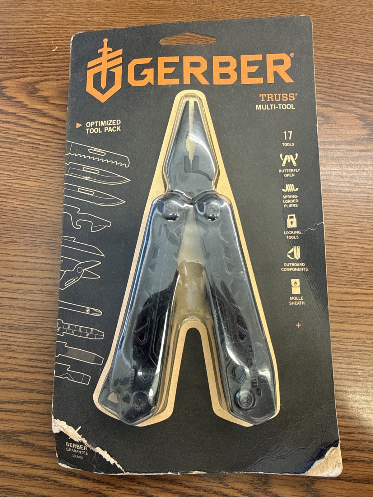 Gerber Truss Needle Nose Pliers Multi-Tool Knife with Sheath Black 17 Tools NEW