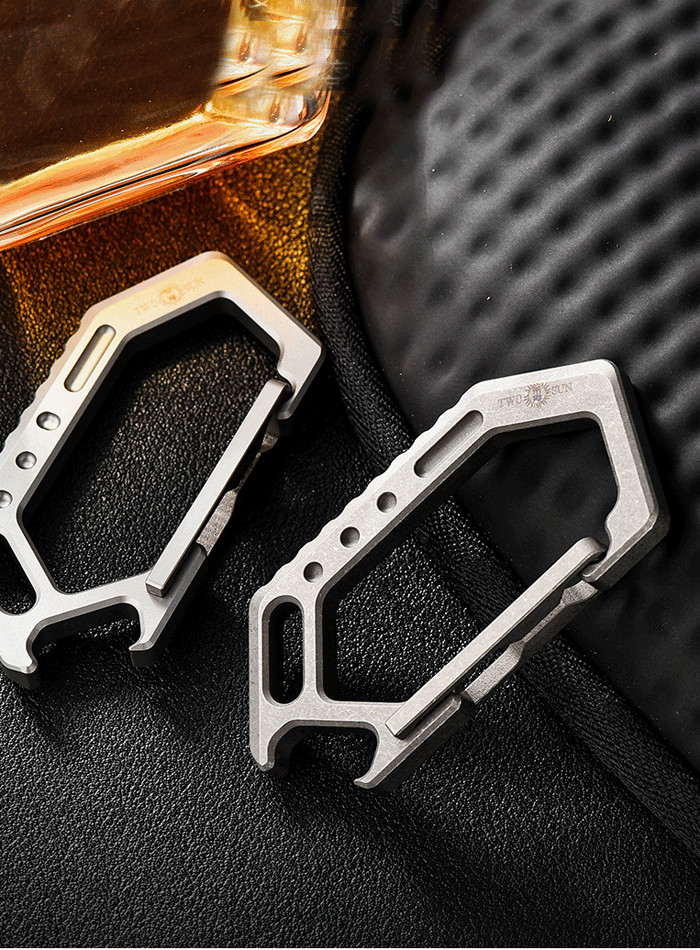 EDC Titanium Keychain Carabiner Car Keys Holder Organizer w/ Bottle Opener Tool