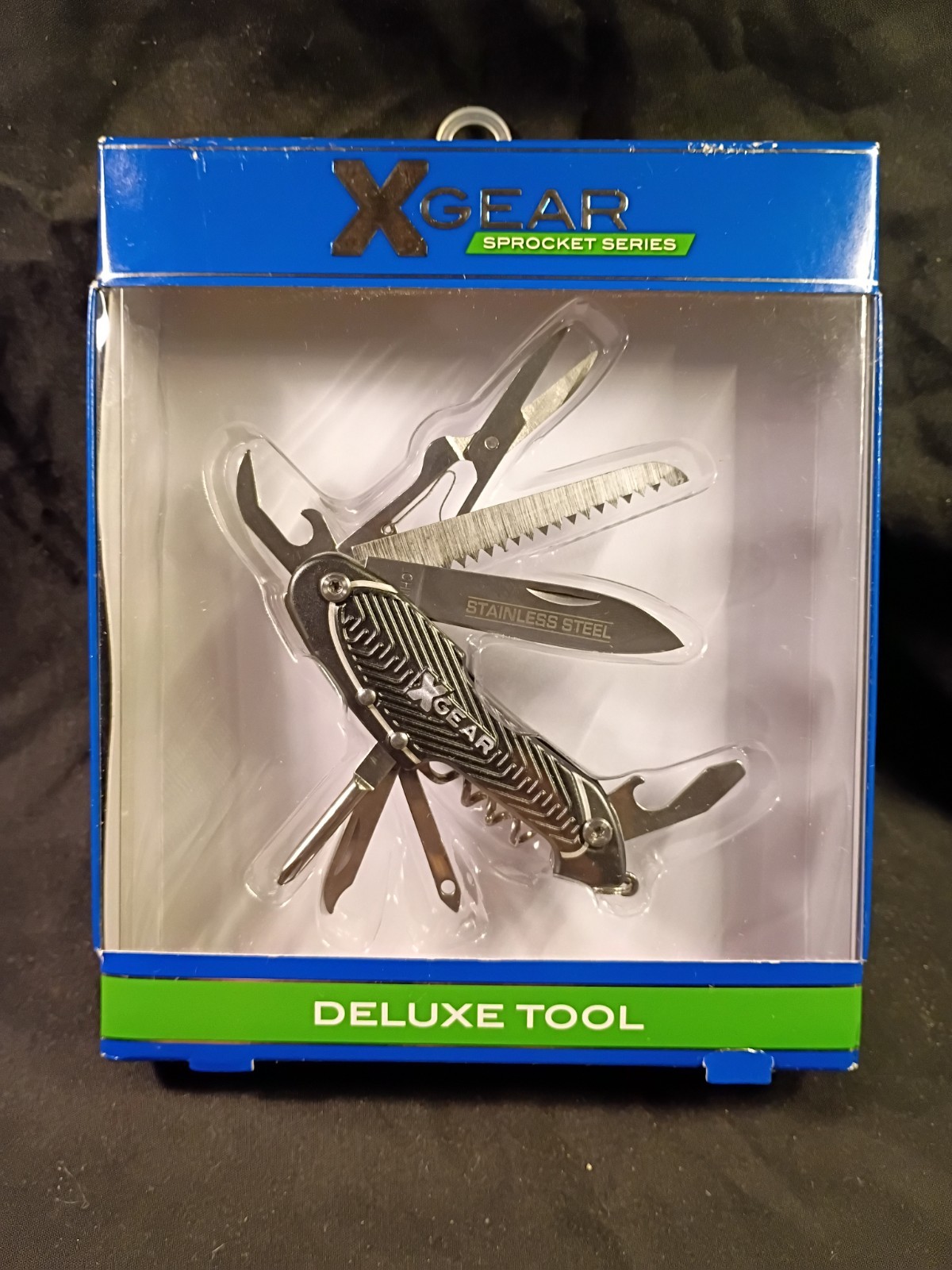 X Gear – Deluxe Tool- Pocket Knife – 10 Tools – Stainless Steel – Black Style