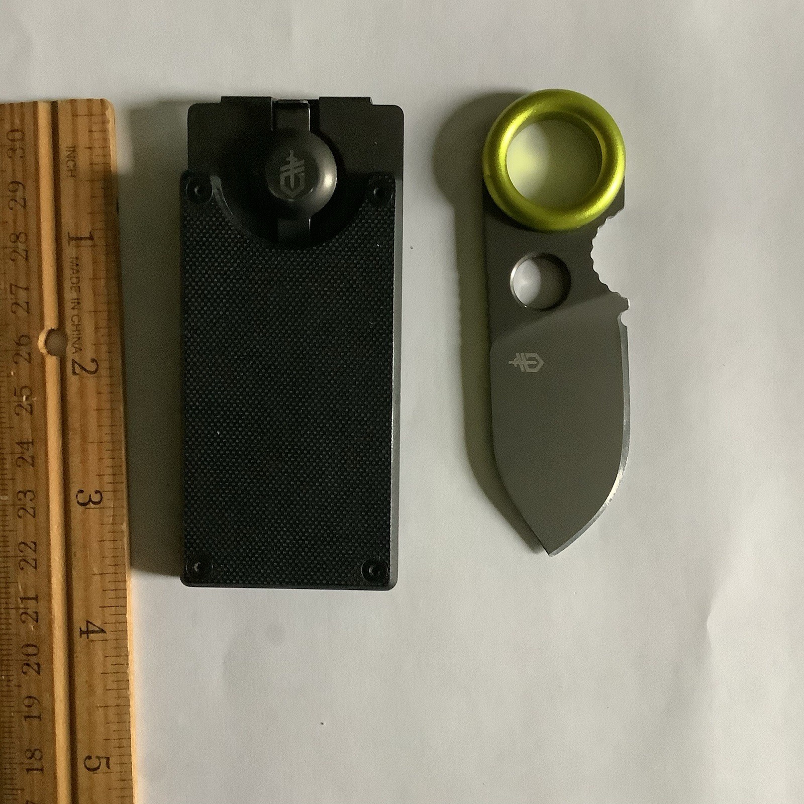 Gerber G10 Fixed Blade Pocket Knife Money Clip Credit Card Wallet, VGC