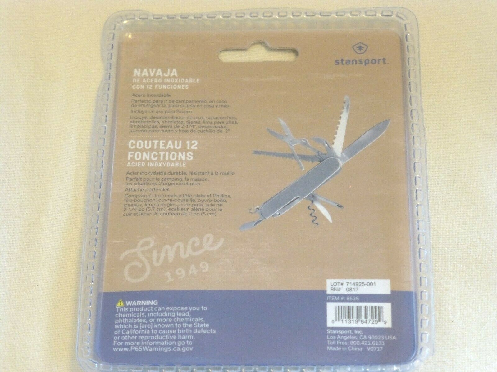 Stansport Stainless Steel 12 function knife NEW key ring attachment camping home