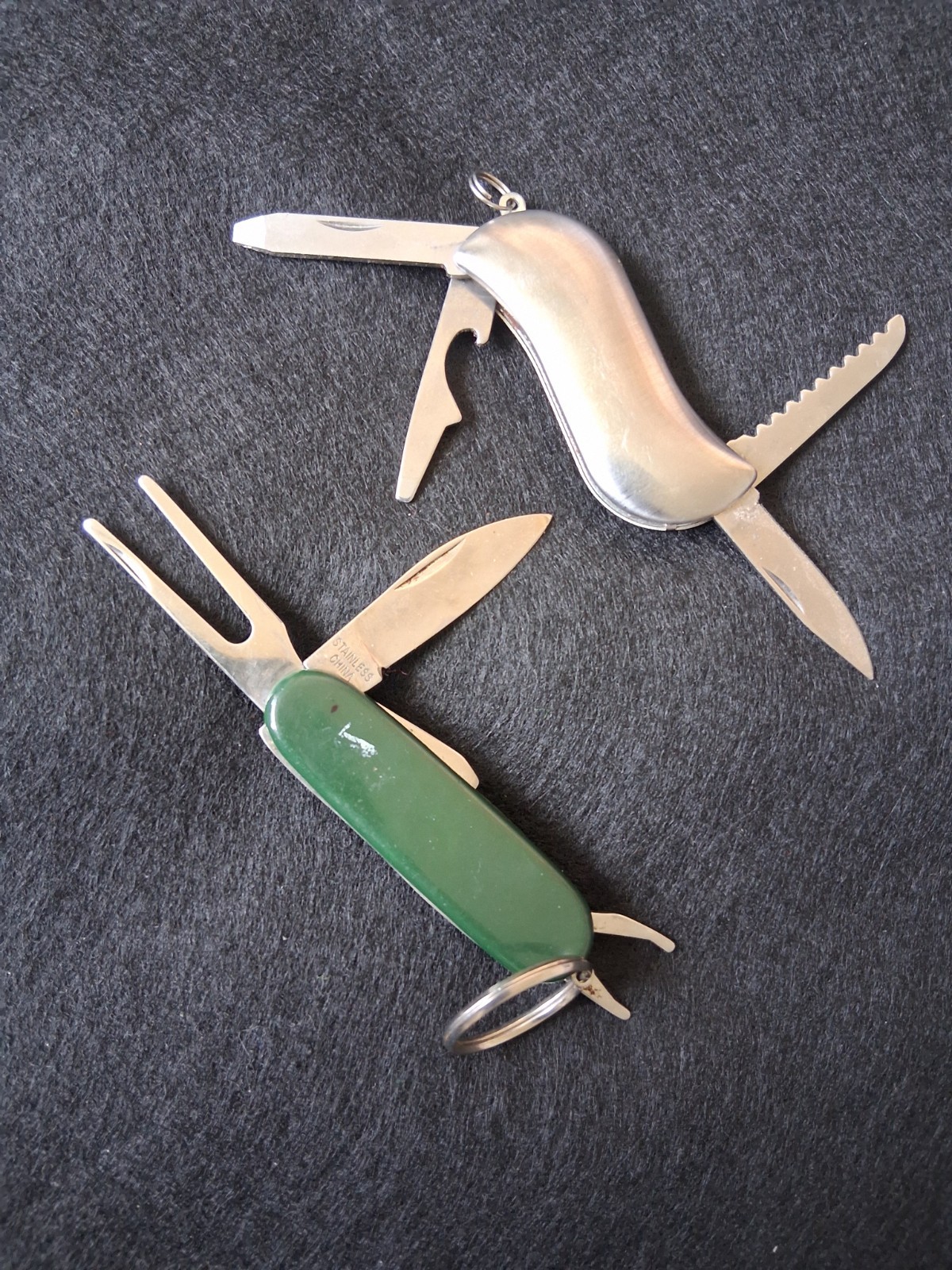 Set of 2 Mini Multitool Keychains Pocket Survival Tool Stainless Steel