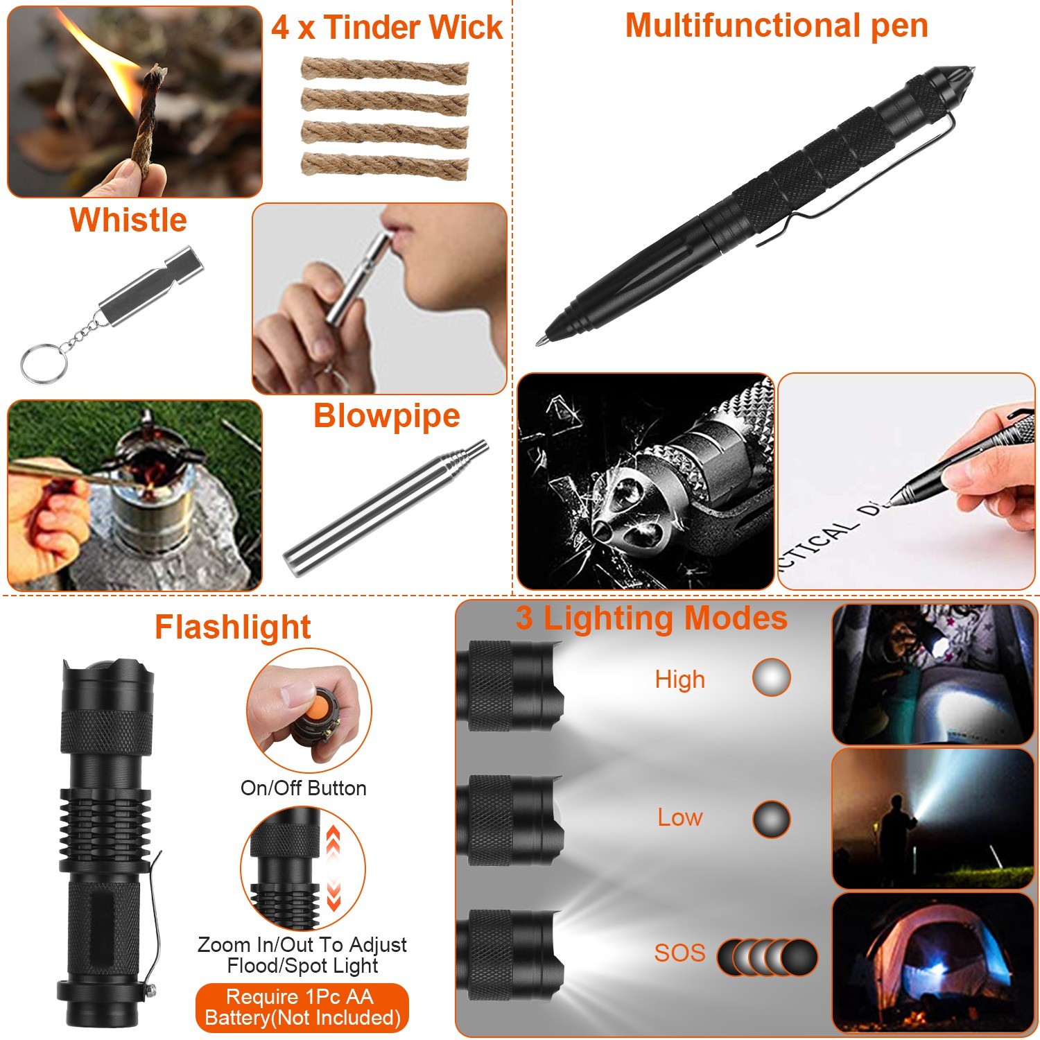 121Pcs Per Set Survival Kits Professional Emergency Survival Gear Tactical First