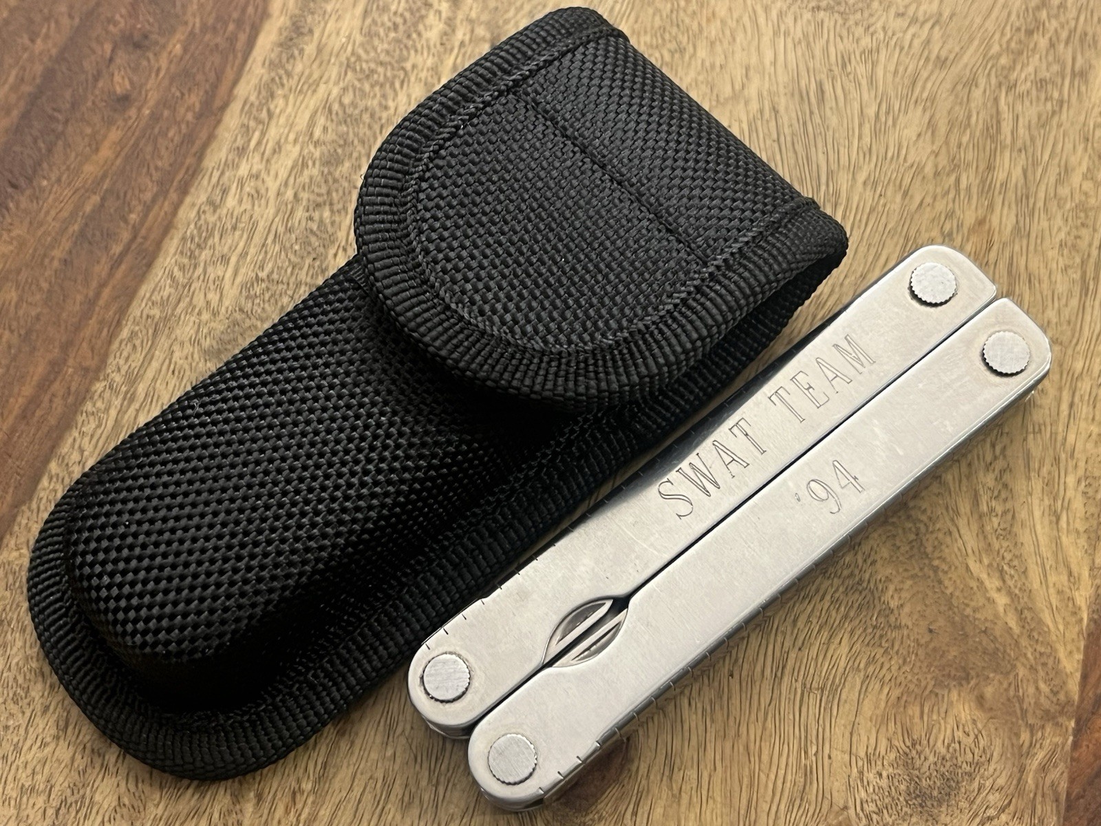 Retired USA Leatherman Tool “SWAT TEAM” Inscription w/New Hard Nylon Sheath