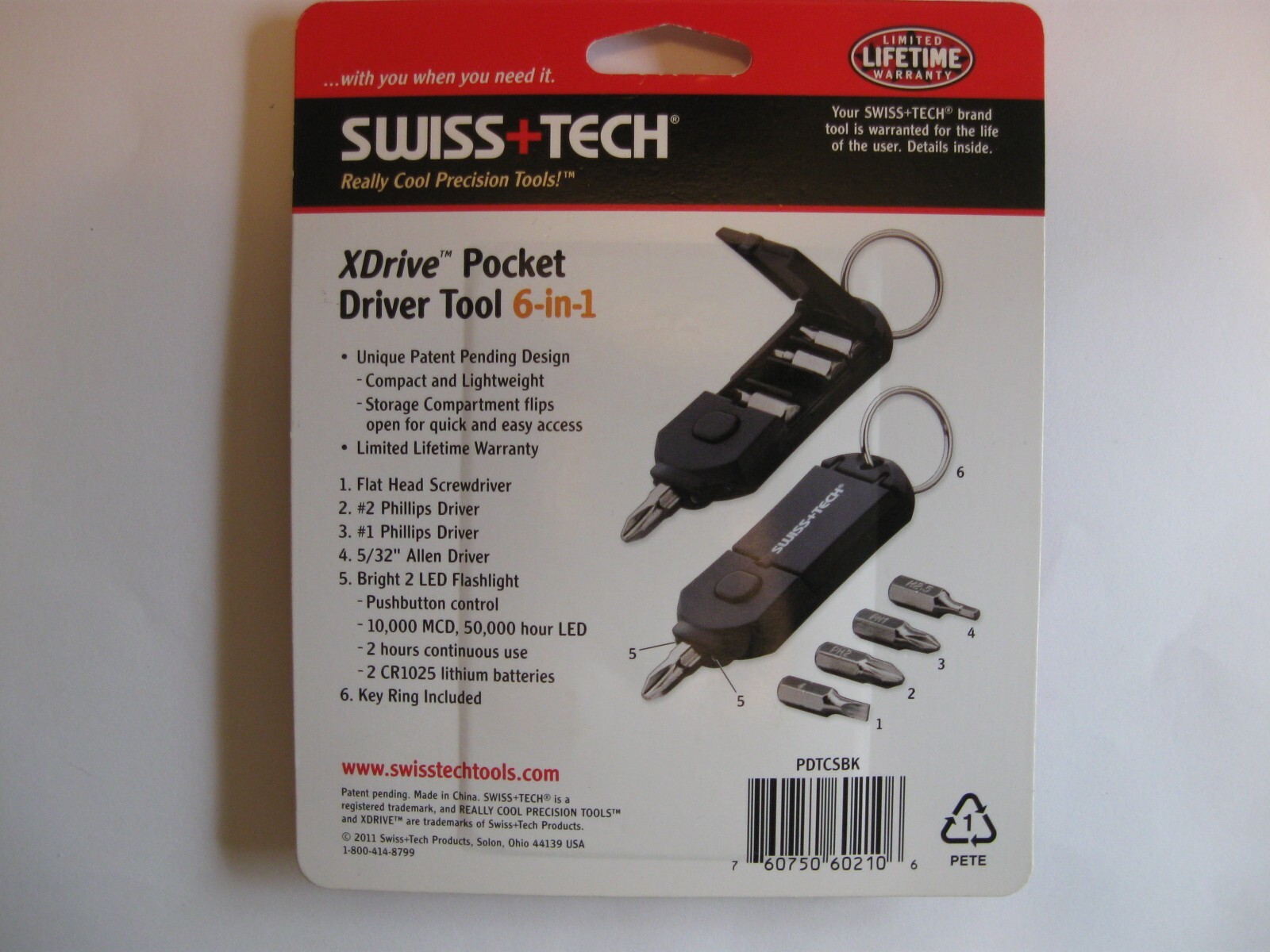 Swiss+Tech XDrive Pocket Driver 6-in-1 Tool – Key Chain – New