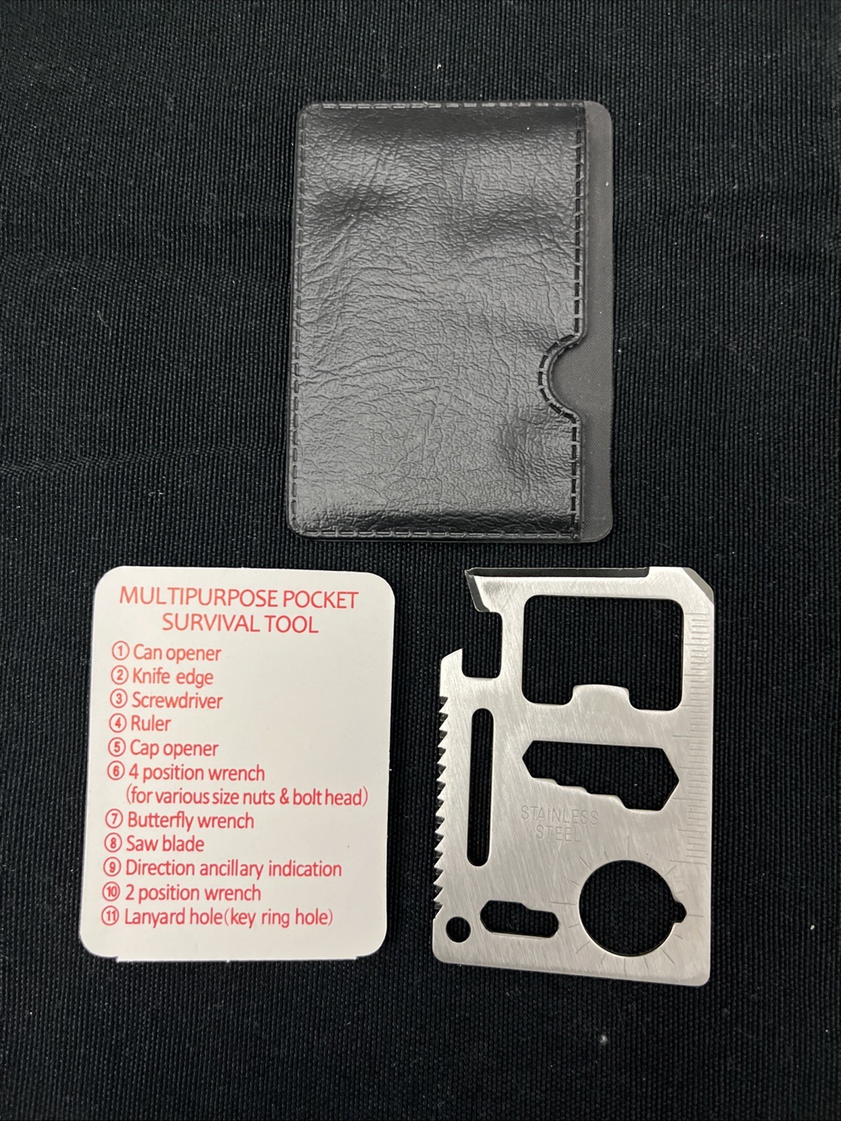 Lot Of 5 Stainless Steel Multipurpose Pocket Survival Tool with Leather Sleave