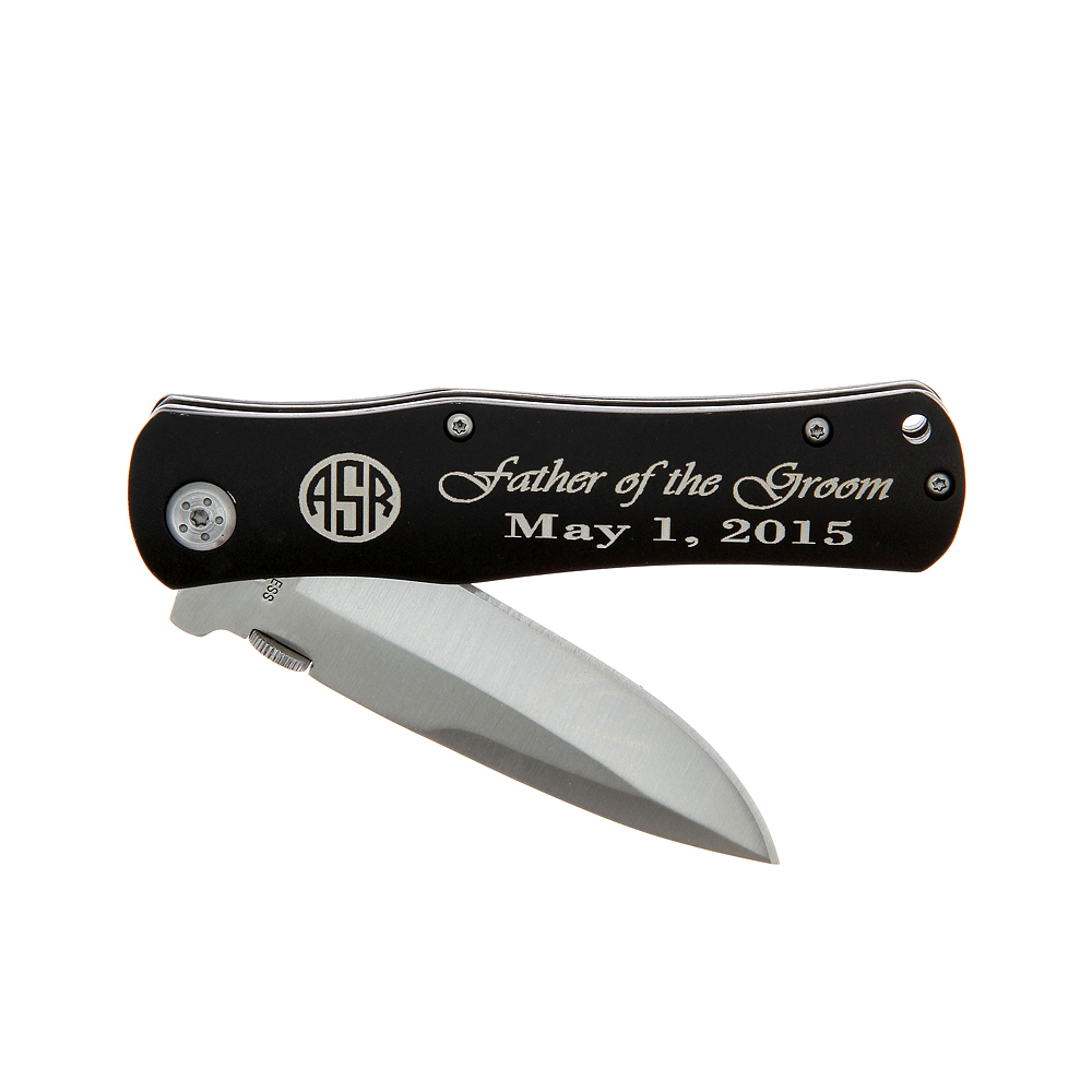 ELIML(TM) Personalized 4.5 Inch Matt Finish Black Handle Foldable Pocket Knife