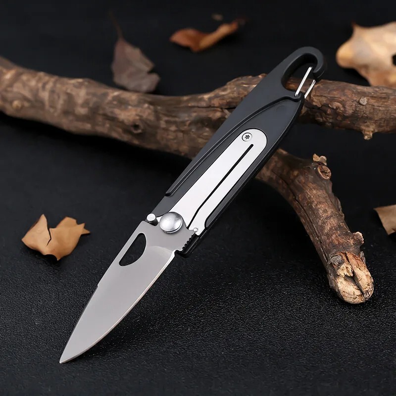 Mini Folding Steel Blade Pocket Key Tool Outdoor Survival Camping Keychain chain