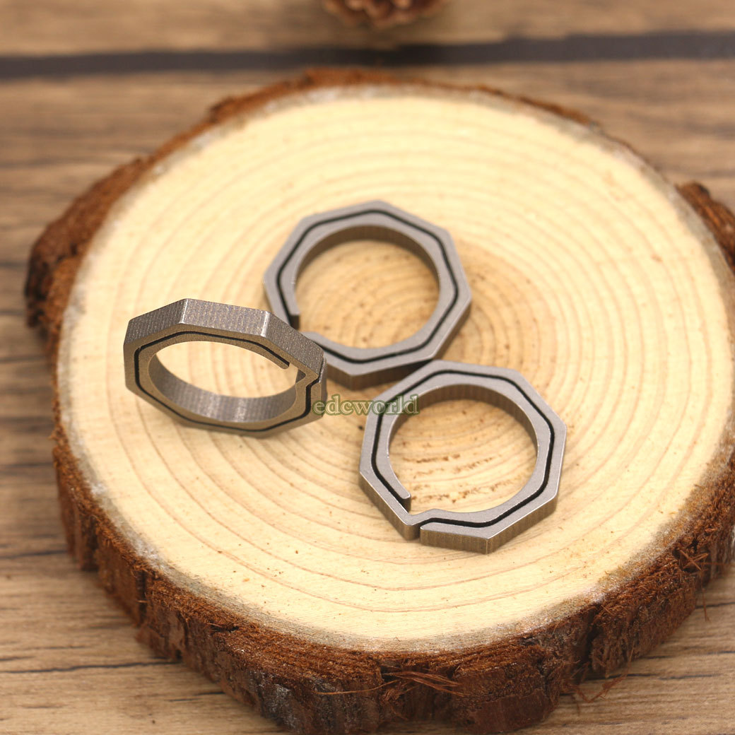 3pcs EDC Titanium Ti Key Chain Concise Octagon Key Ring Outdoor Tool YSQ03S