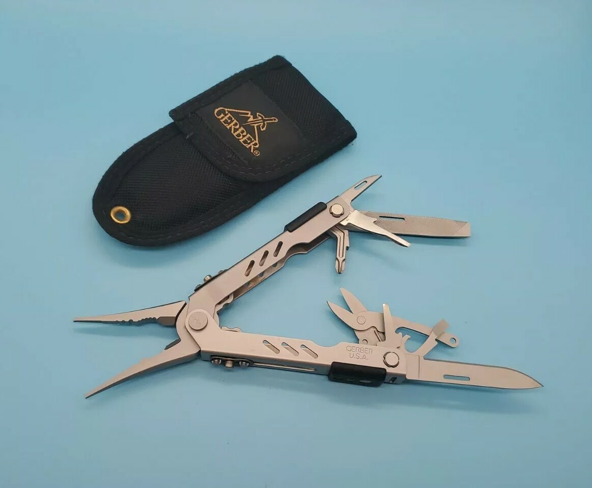Gerber Fisherman MP400 Multi Tool Silver Compact w/ Sheath *RARE* *DISCONTINUED*