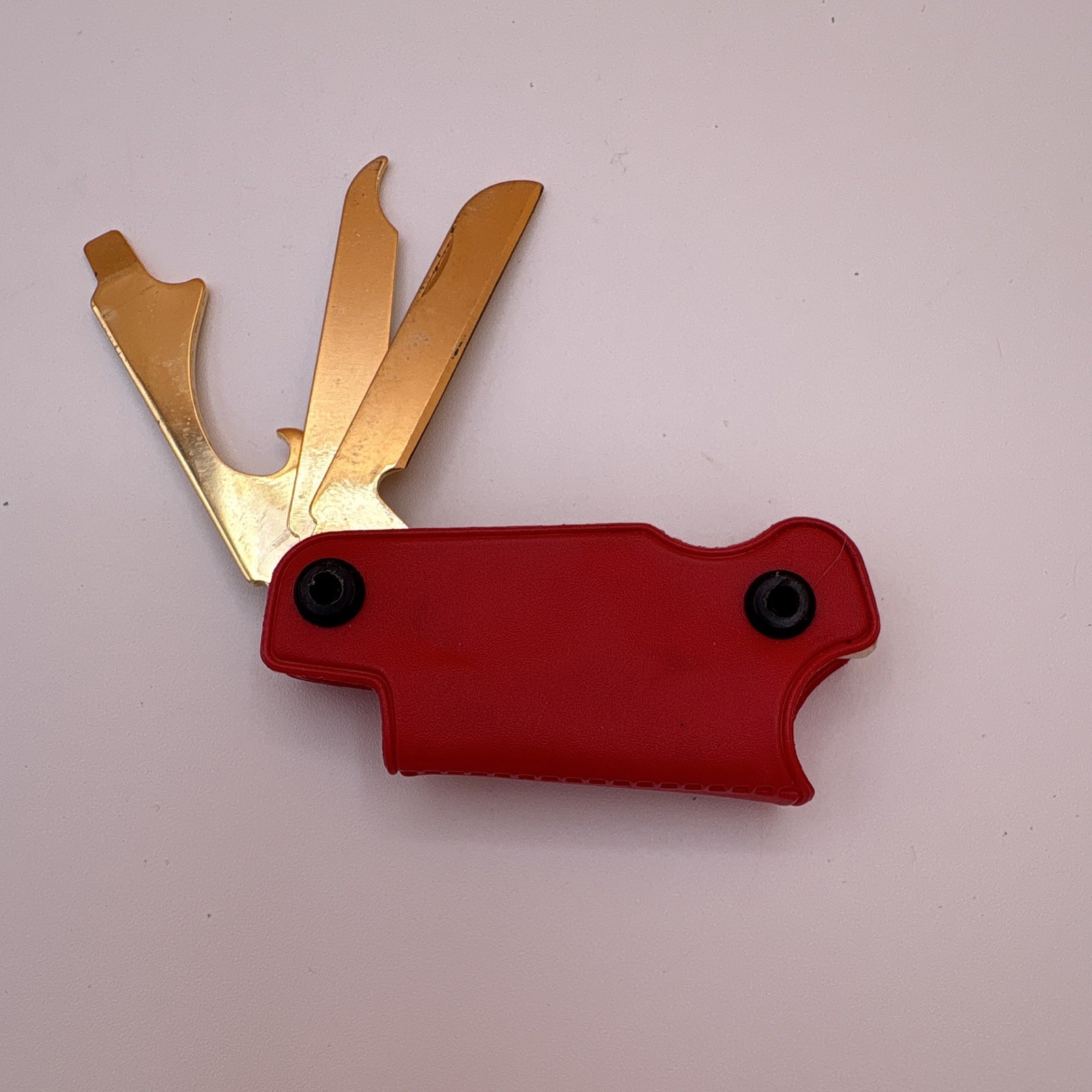 Bassett Red Multi-Tool File Bottle Opener Screwdriver 2in Metal Straight Edge