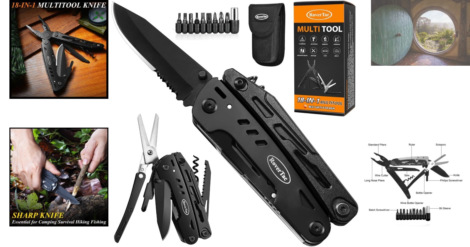 Versatile 18-in-1 Pocket Multitool with Safety Lock – Essential Camping Gear