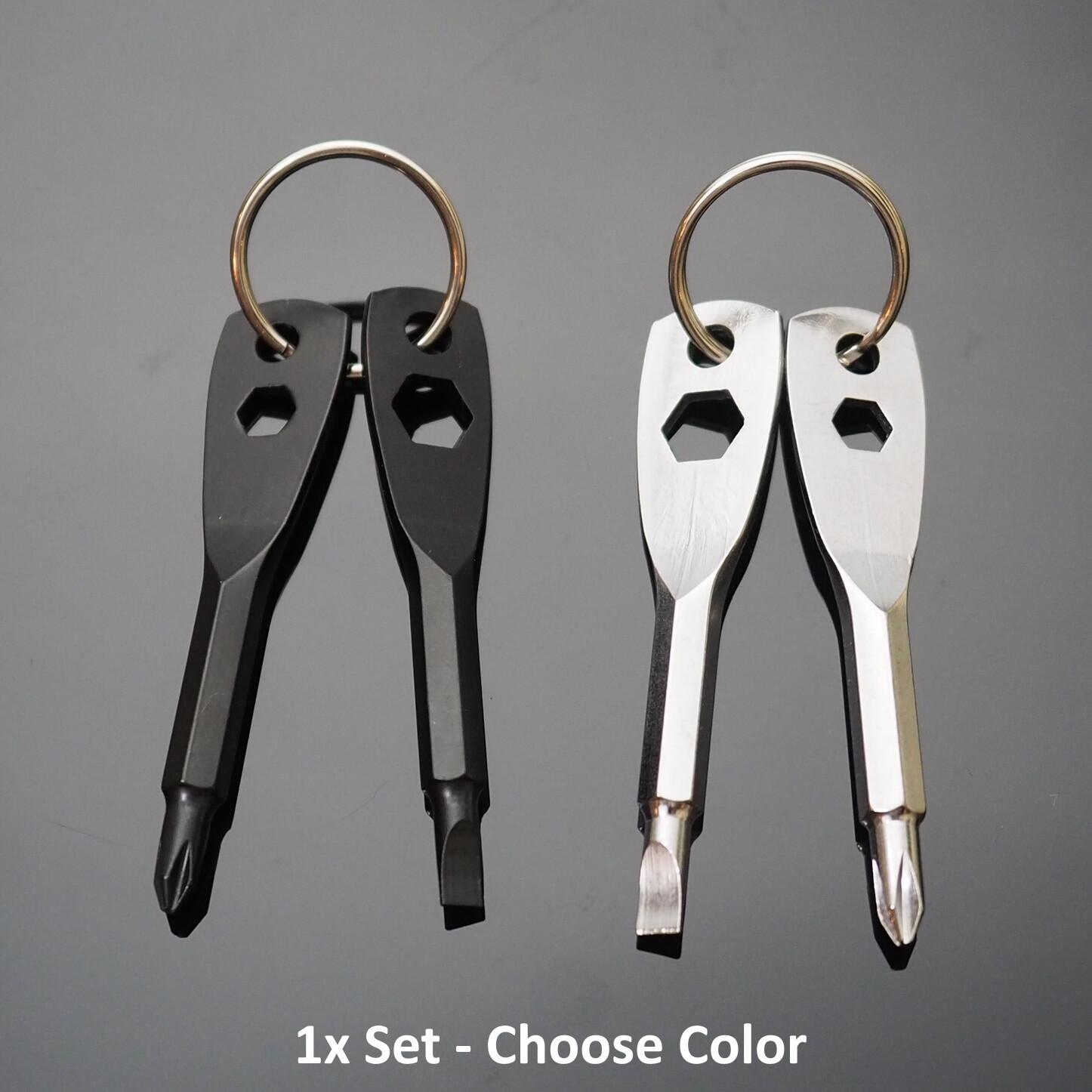 Screwdriver Keychain Set EDC Pocket Tool Hex Nut Wrench with Key Ring – Choose