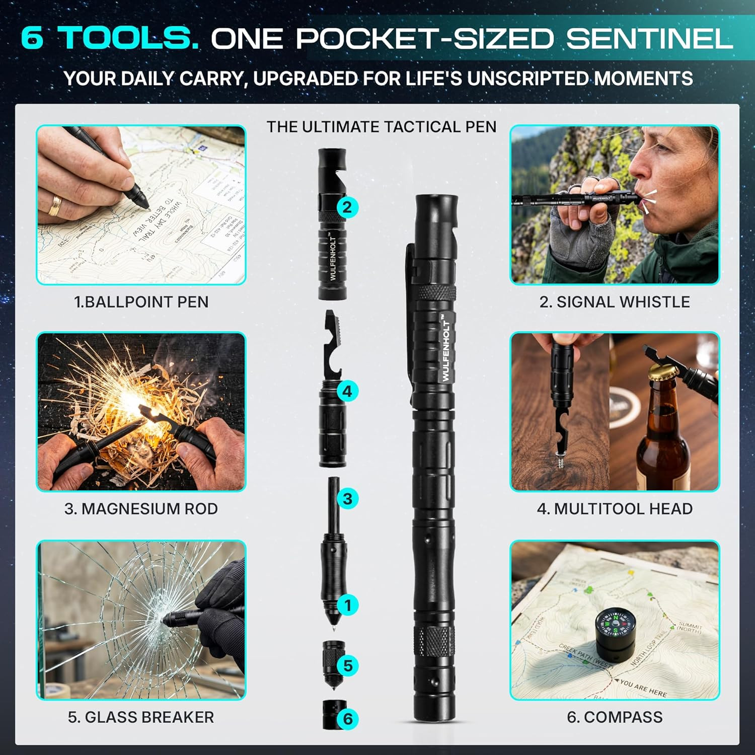 17-In-1 Multitool Pliers with Large Scissors | 6-In-1 Tactical Pen & Carabiners
