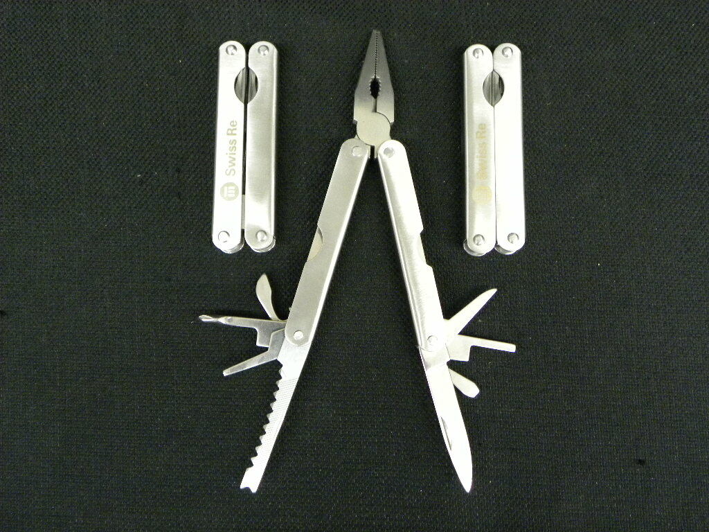 Lot of 9 Small Multi-Purpose Tool, Pliers, Pocket Knife, Openers Pleather Case