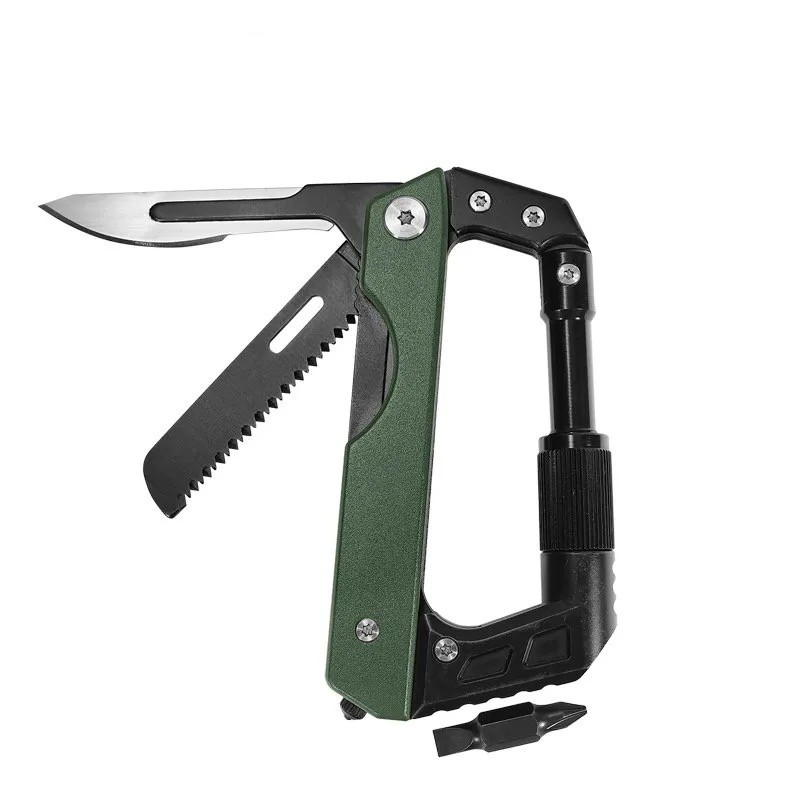 Survival Backpack Camp Knife Carabiner Multitool Multi Tool Keychain Keyring EDC