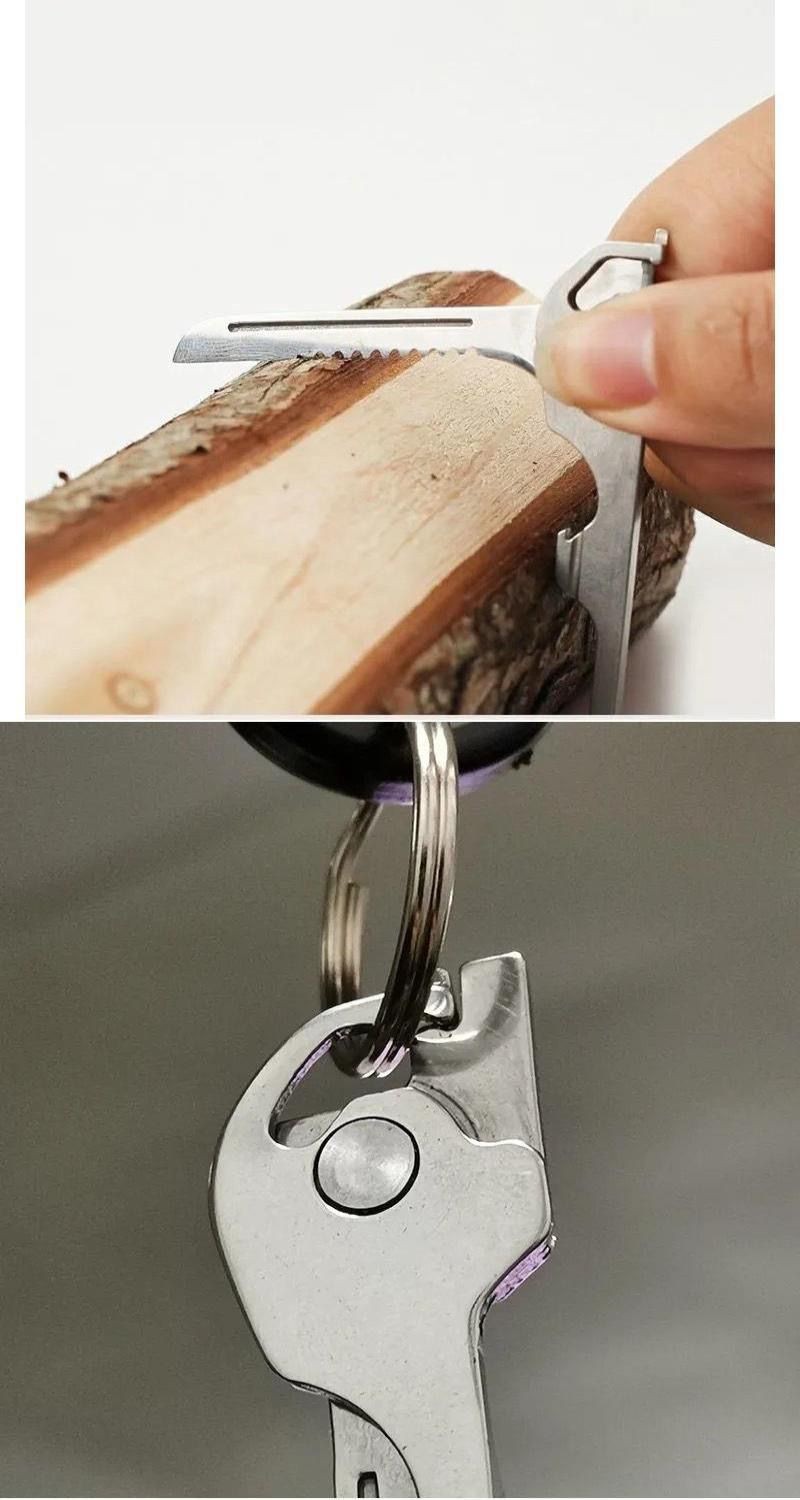 EDC 6 in 1 Multi-functional Stainless Utili-Key Key Ring Pocket Opener Keychain