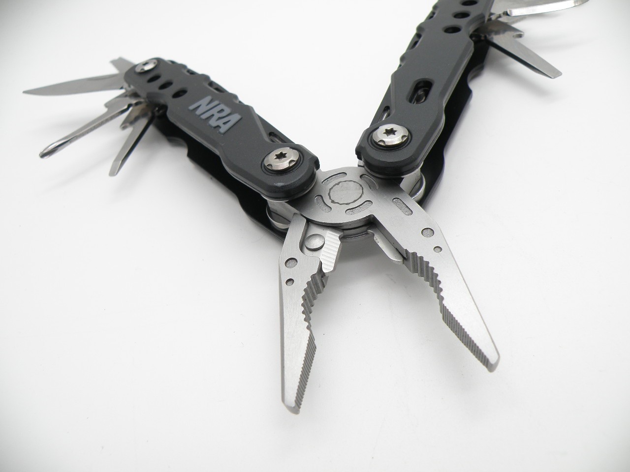 NRA Multi-Tool With Black Nylon Belt Case 22 Tools Survival Camping Handyman