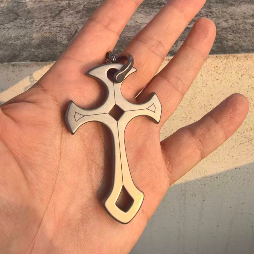 TC4 Titanium Alloy EDC Tool （Including chain+Horseshoe Buckle+Key ring）