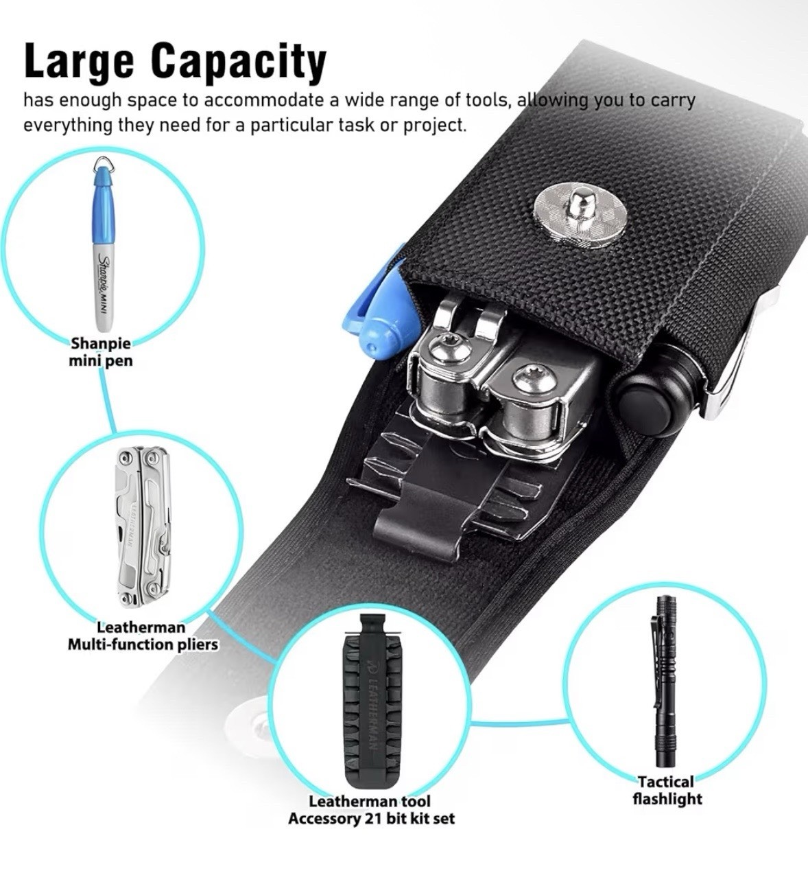 Multitool Sheath for Leatherman EDC Belt Organizer Tool Holster Pouch, Black