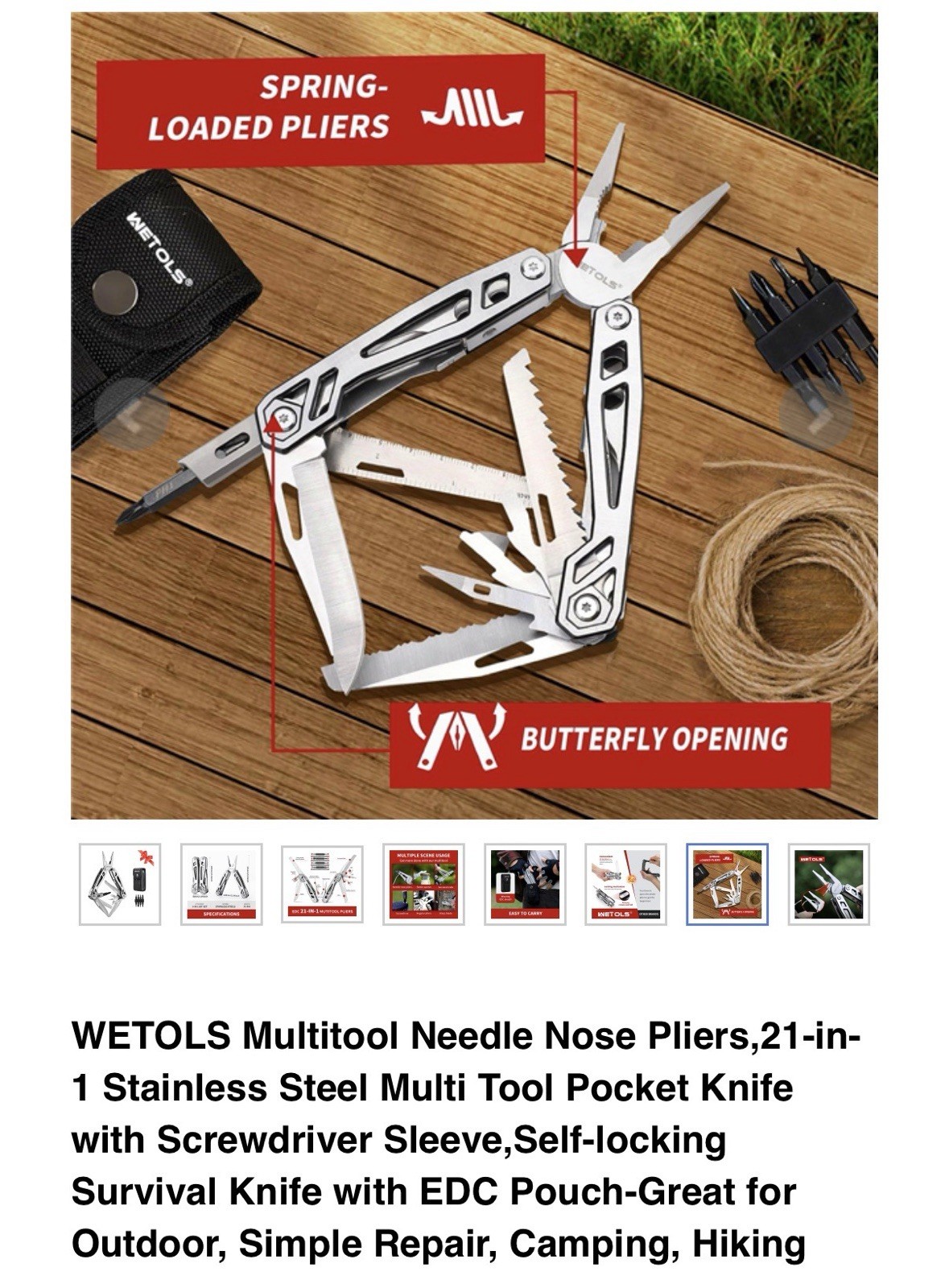 Wetols 21-in-1 Multi-Tool Pocket Knife with Pliers & Bit Set