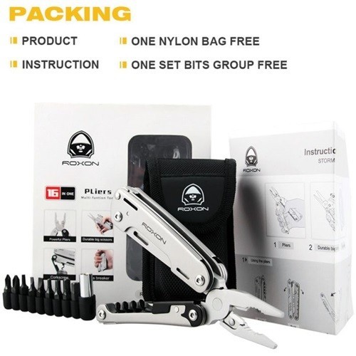 ROXON 16-in-1 Multitool with 9 Bit Set Stainless Pliers and Pouch